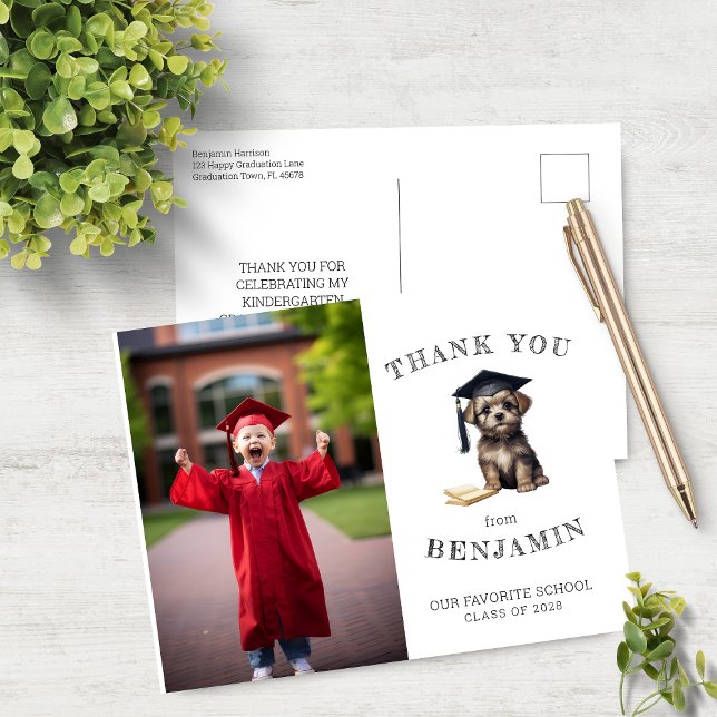 Kindergarten Scruffy Puppy Thank You Post Card (Creator Uploaded)