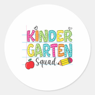 Kindergarten Squad Byck To School Squad Teacher St Classic Round Sticker