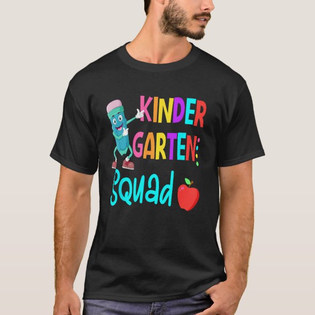 Kindergarten Squad First Teacher Student Team Back T-Shirt (Front)