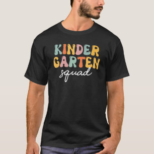 Kindergarten Squad Retro Groovy Happy First Day Of T-Shirt