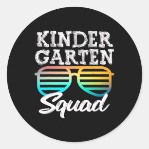 Kindergarten Squad Sungles Fun Kids Back To School Classic Round Sticker