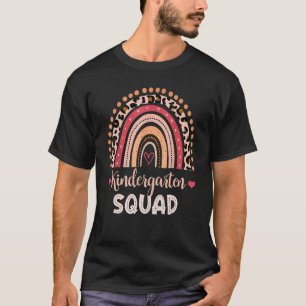 Kindergarten Squad Teacher Rainbow Leopard Back To T-Shirt
