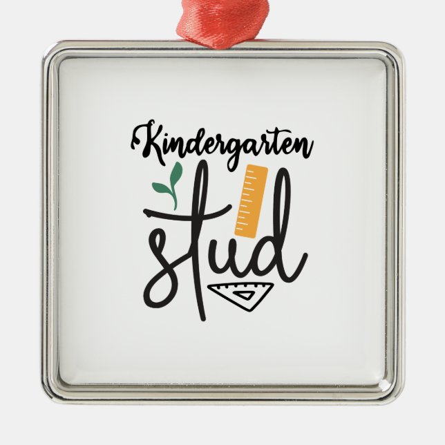 Kindergarten Stud Metal Ornament (Front)