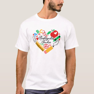 Kindergarten Teacher Apple Pencil Heart Teacher Ap T-Shirt