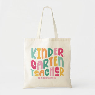Kindergarten Teacher Appreciation Colourful Text Tote Bag