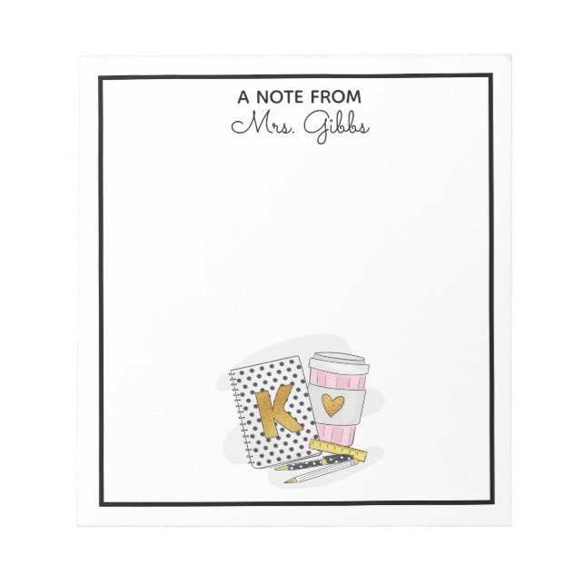 Kindergarten Teacher Appreciation White Custom Notepad (Front)