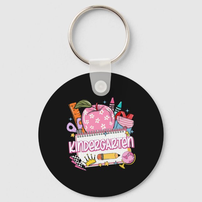Kindergarten Teacher Back To School Apple Notebook Key Ring (Front)