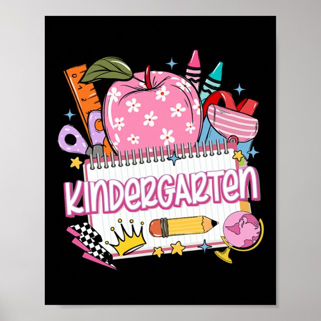 Kindergarten Teacher Back To School Apple Notebook Poster (Front)