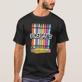 Kindergarten Teacher Colorful Crayons Pencil T-Shirt
