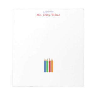 Kindergarten Teacher Colorful Pencils Notepad