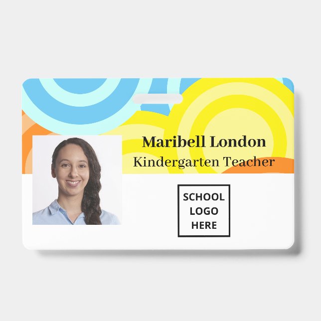 Kindergarten Teacher Colourful ID Badge (Front)