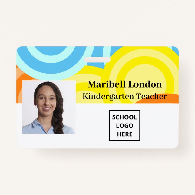 Kindergarten Teacher Colourful ID Badge (Front)
