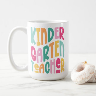 Kindergarten Teacher Colourful Text Coffee Mug