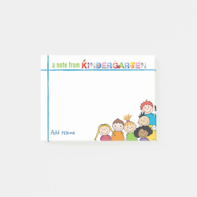 Kindergarten Teacher Custom Name Post-it Notes (Front)