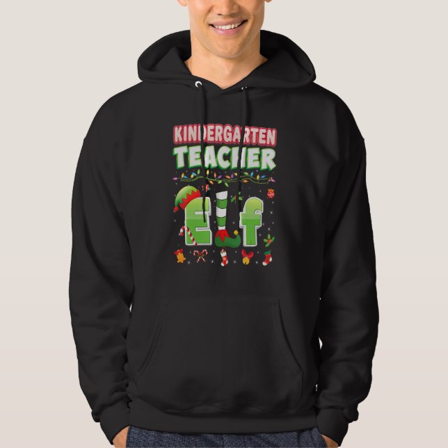 Kindergarten Teacher Elf Christmas Light Sweater U (Front)