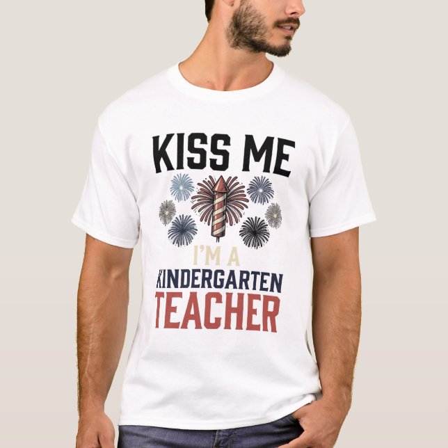 Kindergarten Teacher Fireworks Vintage Shirt Desig (Front)