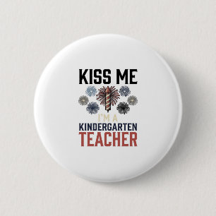 Kindergarten Teacher Fireworks Vintage Shirt Desig 6 Cm Round Badge
