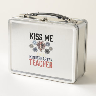 Kindergarten Teacher Fireworks Vintage Shirt Desig Metal Lunch Box