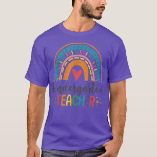 Kindergarten Teacher Funny Colourful Rainbow Back T-Shirt