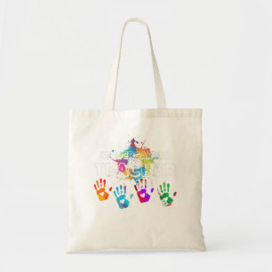 Kindergarten Teacher Handprints Shirts Back To Sch Tote Bag