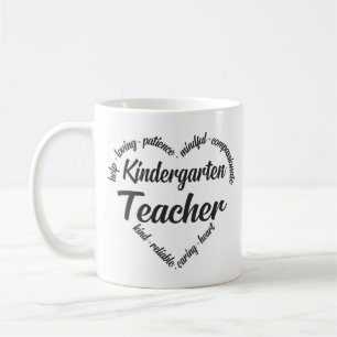 Kindergarten Teacher Heart Word Cloud Coffee Mug