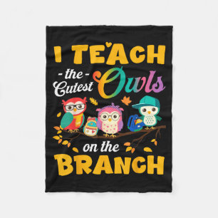 Kindergarten Teacher I Teach The Cutest Owls On Fleece Blanket