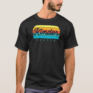 Kindergarten Teacher Kinder Retro Rainbow Back To T-Shirt