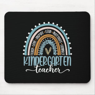Kindergarten Teacher Leopard Rainbow First Day Of Mouse Pad