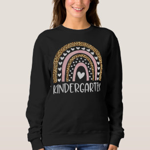 Kindergarten Teacher Leopard Rainbow Teacher Back Sweatshirt