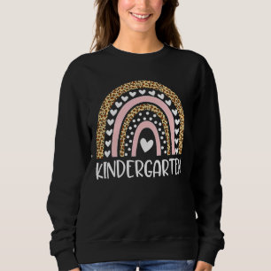 Kindergarten Teacher Leopard Rainbow Teacher Back Sweatshirt