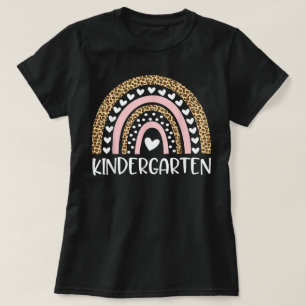 Kindergarten Teacher Leopard Rainbow Teacher T-Shirt