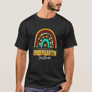 Kindergarten Teacher Leopard Rainbow Teacher T-Shirt