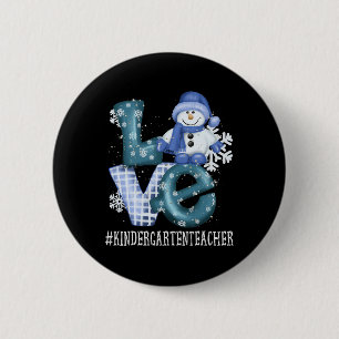 Kindergarten Teacher Love Snowman Winter Season Ch 6 Cm Round Badge