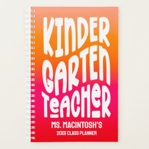 Kindergarten Teacher Orange Red Ombre Planner