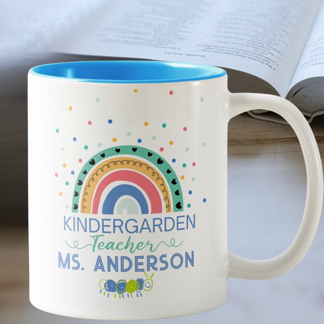 Kindergarten Teacher Personalised Colourful Two-Tone Coffee Mug (Creator Uploaded)