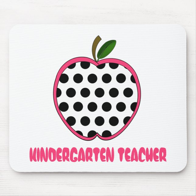 Kindergarten Teacher Polka Dot Apple Mouse Pad (Front)