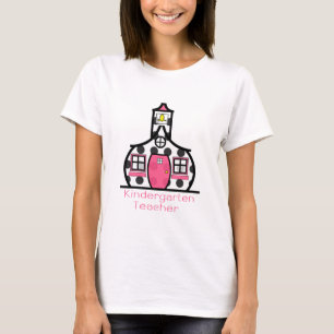 Kindergarten Teacher Polka Dot Schoolhouse T-Shirt