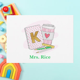Kindergarten Teacher Preppy Notebook Coffee Card