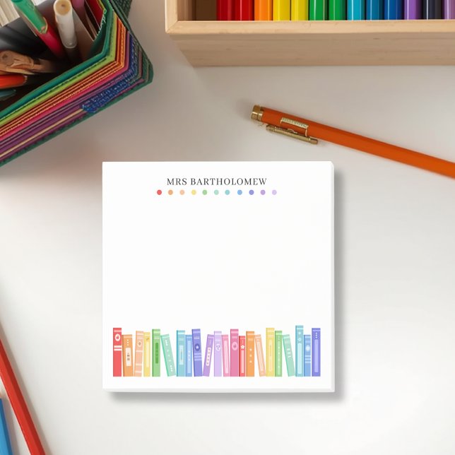Kindergarten Teacher Rainbow Colour Books Custom Post-it Notes (Creator Uploaded)