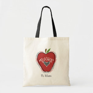 Kindergarten Teacher Red Apple Tote Bag