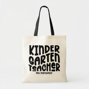 Kindergarten Teacher Simple Black Text Design Tote Bag