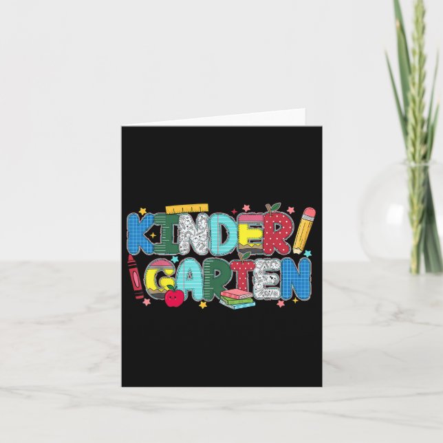 Kindergarten Teacher Squad Pencil Back To School  Card (Front)