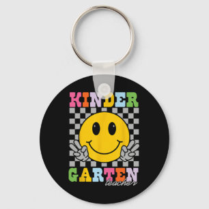 Kindergarten Teacher Team Hippie Smile Face Back T Key Ring