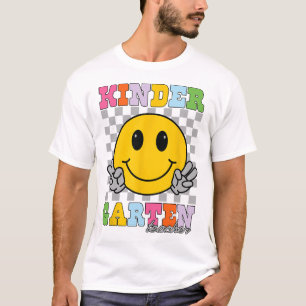 Kindergarten Teacher Team Hippie Smile Face Back T T-Shirt