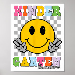 Kindergarten Teacher Team Hippie Smile Face Ck To Poster