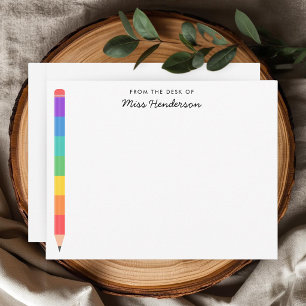 Kindergarten Teacher's Rainbow Pencil  Card