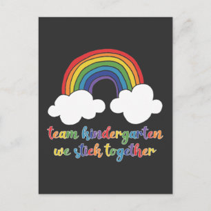 Kindergarten Team Rainbow Kids Teacher Children Postcard