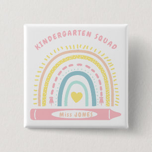 Kindergarten Team Squad Teacher Back To School 15 Cm Square Badge