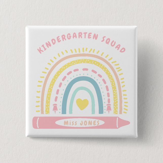 Kindergarten Team Squad Teacher Back To School 15 Cm Square Badge (Front)