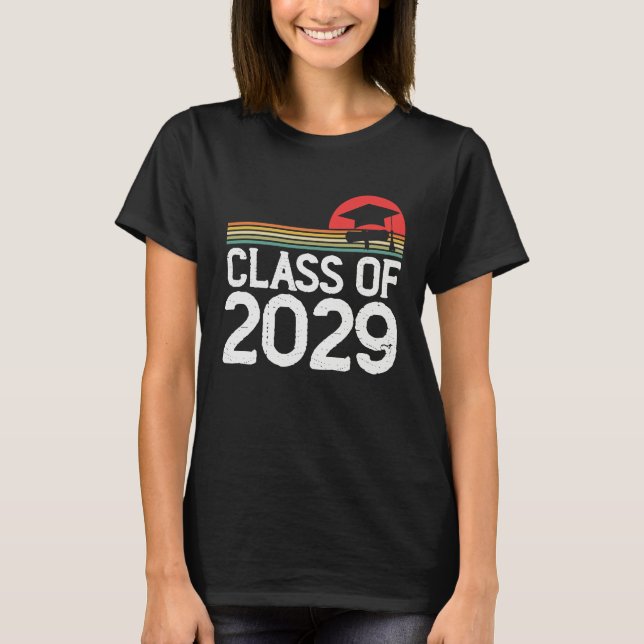 Kindergarten To Graduation Retro Class Of 2029 Gro T-Shirt (Front)